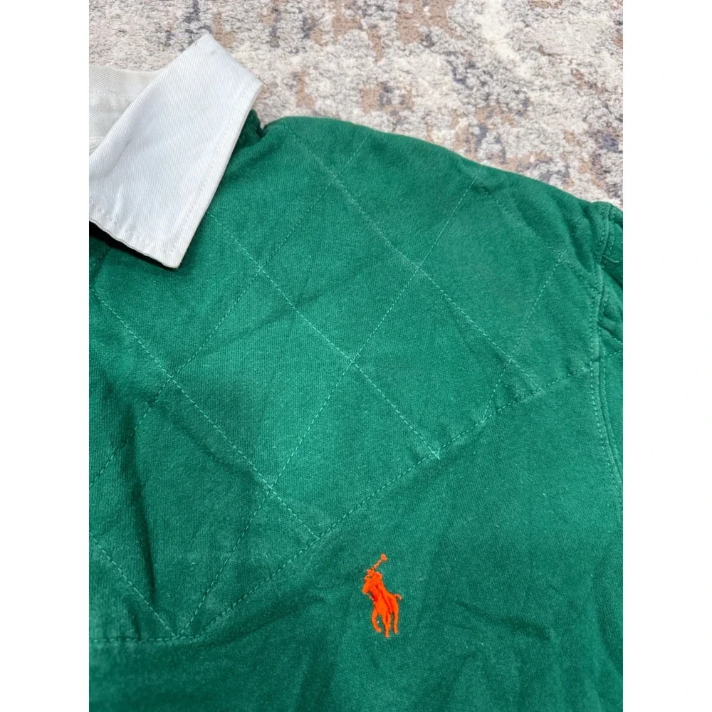 Polo Ralph Lauren Mens Green Quilted Rugby Shirt 3XLT Tall Elbow Patches Padded